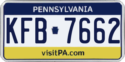 PA license plate KFB7662