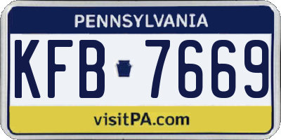 PA license plate KFB7669