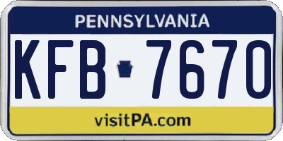 PA license plate KFB7670