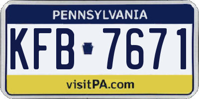 PA license plate KFB7671