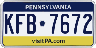 PA license plate KFB7672