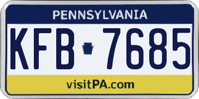PA license plate KFB7685