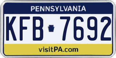 PA license plate KFB7692