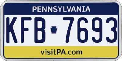 PA license plate KFB7693