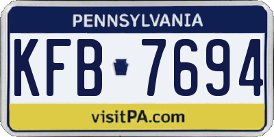 PA license plate KFB7694