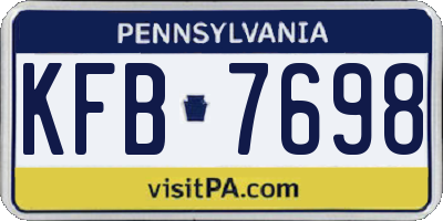 PA license plate KFB7698