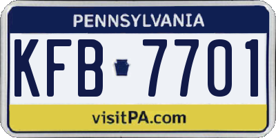PA license plate KFB7701