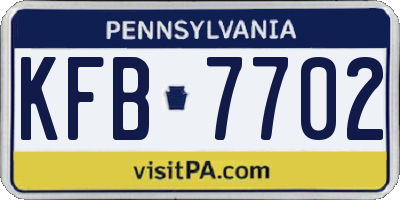 PA license plate KFB7702