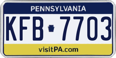 PA license plate KFB7703