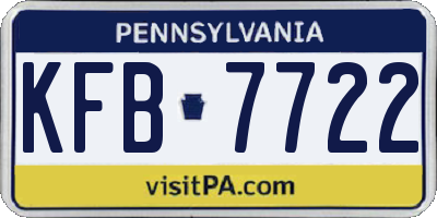 PA license plate KFB7722