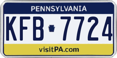 PA license plate KFB7724