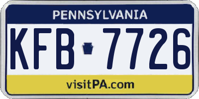 PA license plate KFB7726