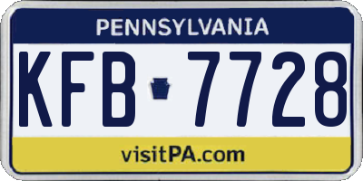PA license plate KFB7728