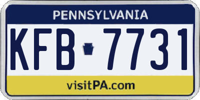 PA license plate KFB7731
