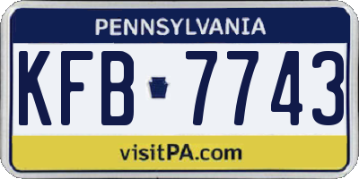 PA license plate KFB7743