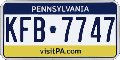 PA license plate KFB7747