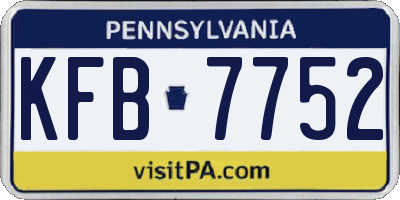 PA license plate KFB7752