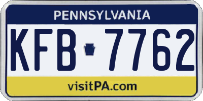 PA license plate KFB7762