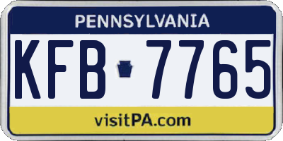 PA license plate KFB7765