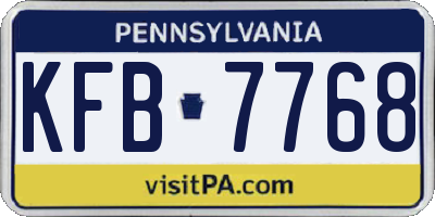 PA license plate KFB7768