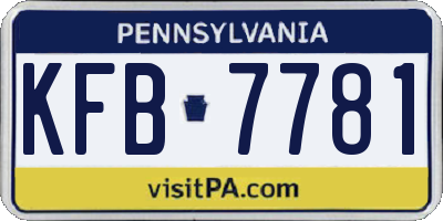 PA license plate KFB7781