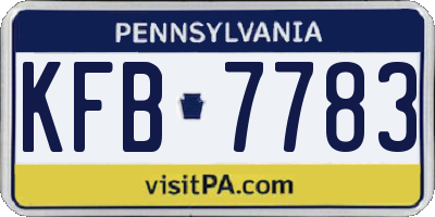 PA license plate KFB7783
