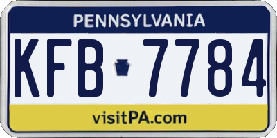 PA license plate KFB7784