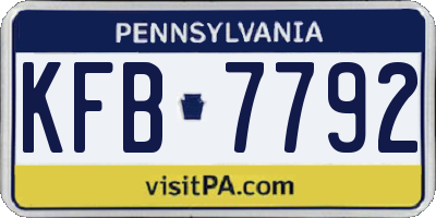 PA license plate KFB7792