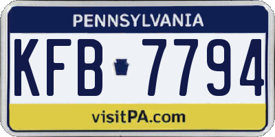 PA license plate KFB7794