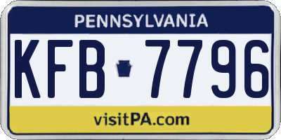 PA license plate KFB7796