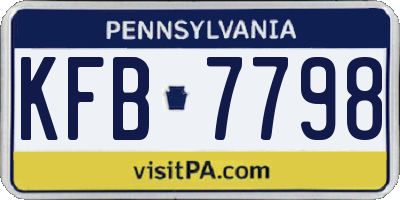PA license plate KFB7798