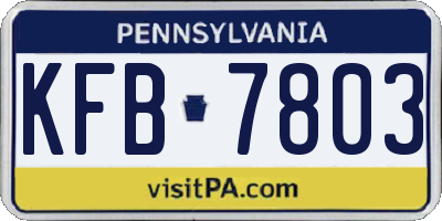 PA license plate KFB7803