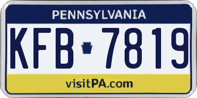 PA license plate KFB7819
