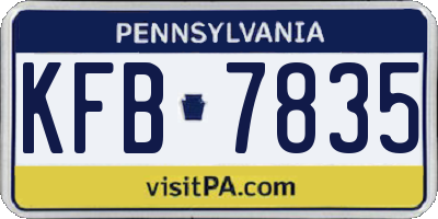 PA license plate KFB7835