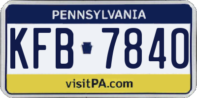 PA license plate KFB7840