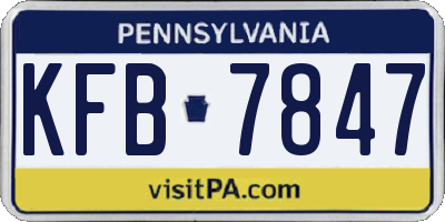 PA license plate KFB7847