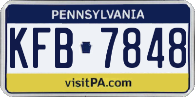 PA license plate KFB7848