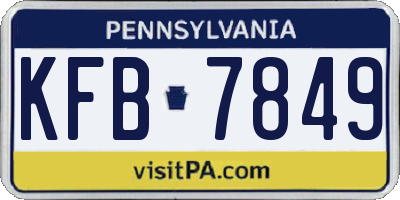 PA license plate KFB7849
