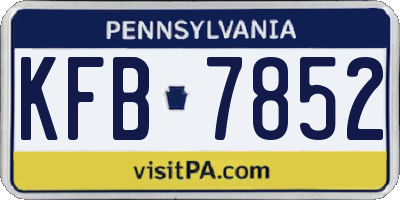 PA license plate KFB7852