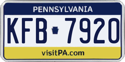 PA license plate KFB7920