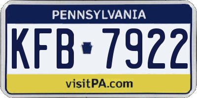 PA license plate KFB7922