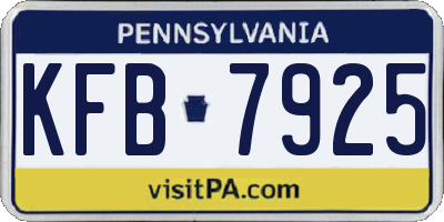 PA license plate KFB7925