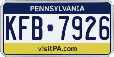 PA license plate KFB7926