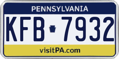 PA license plate KFB7932