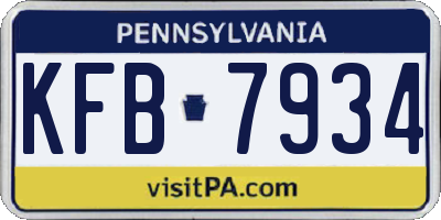 PA license plate KFB7934