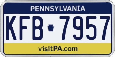PA license plate KFB7957