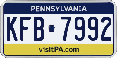PA license plate KFB7992