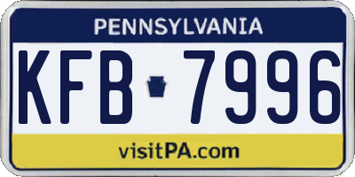 PA license plate KFB7996
