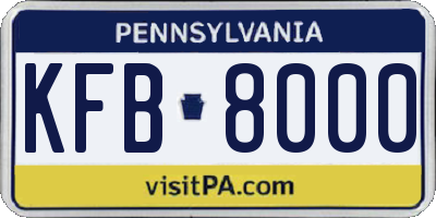 PA license plate KFB8000