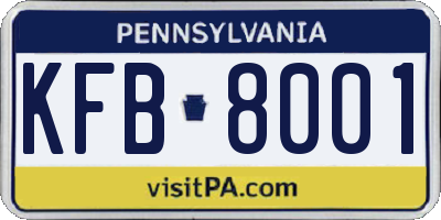 PA license plate KFB8001